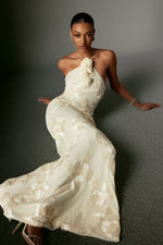 Load image into Gallery viewer, Griselda Flr Halter Embroidery Maxi Dress - White