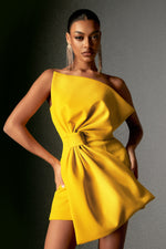 Load image into Gallery viewer, Majrela Bowknot Strapless Mini Dress - Yellow