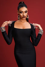 Load image into Gallery viewer, Niaca Rhinestones Bandage Midi Dress