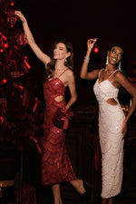 Load image into Gallery viewer, Teresa Pearl Sequin Midi Dress