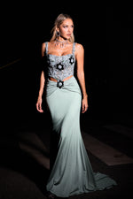 Load image into Gallery viewer, Valery Diamond Fishtail Maxi Dress