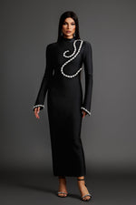 Load image into Gallery viewer, Hutuny Diamond Setting Long Sleeve Bandage Maxi Dress