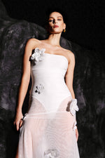 Load image into Gallery viewer, Kosala Flrs Strapless High Slit Maxi Dress