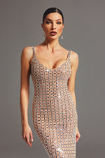 Load image into Gallery viewer, Riza Sleeveless Diamond Midi Dress