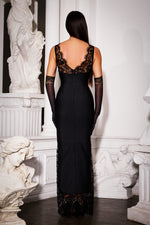 Load image into Gallery viewer, Janano Lace Deep V Maxi Dress - Black