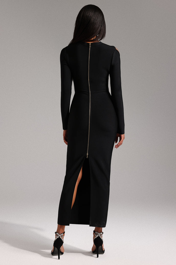 Lave Langarm Hollow Out Bandage Maxikleid