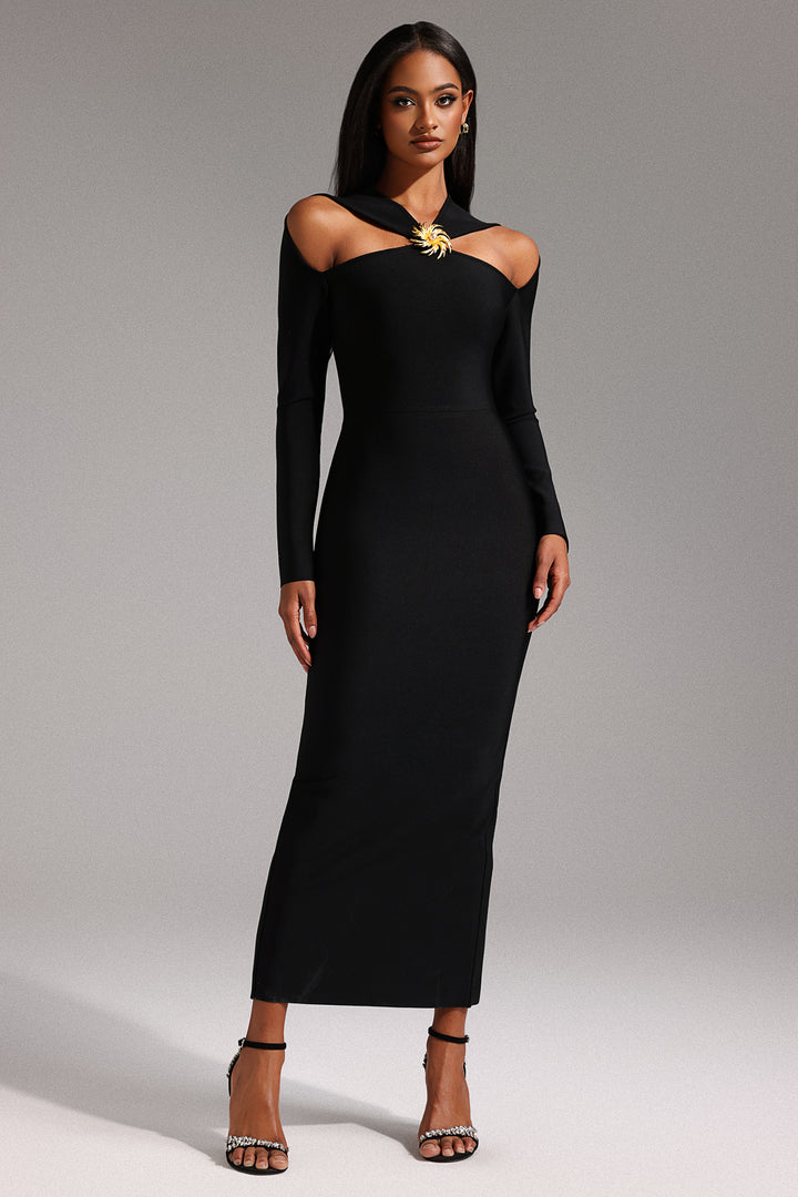 Lave Langarm Hollow Out Bandage Maxikleid