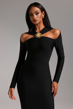 Lade Bild in die Galerieansicht, Lave Langarm Hollow Out Bandage Maxikleid
