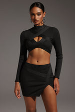 Load image into Gallery viewer, Sinai Long Sleeves Hollow Out Slit  Bandage Mini Two-Piece Set