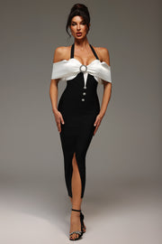 Solvia Halter Sleeveless Slit Bandage Maxi Dress