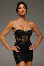 Load image into Gallery viewer, Heloise Strapless Sleeveless Lace Flrs Corset