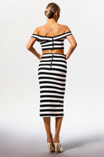 Lade Bild in die Galerieansicht, Martha Off-the-Shoulder Hollow Out Slit Bandage Midi Two-Piece Set