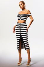 Lade Bild in die Galerieansicht, Martha Off-the-Shoulder Hollow Out Slit Bandage Midi Two-Piece Set