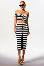 Lade Bild in die Galerieansicht, Martha Off-the-Shoulder Hollow Out Slit Bandage Midi Two-Piece Set