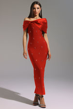 Load image into Gallery viewer, Palez Sleeveless One Shoulder Diamond Bow Bandage Maxi Dress