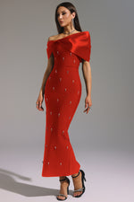 Load image into Gallery viewer, Palez Sleeveless One Shoulder Diamond Bow Bandage Maxi Dress