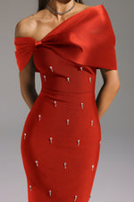 Load image into Gallery viewer, Palez Sleeveless One Shoulder Diamond Bow Bandage Maxi Dress