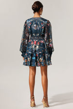 Load image into Gallery viewer, Lina V-Neck Floral Printed Long Sleeves Mini Dress