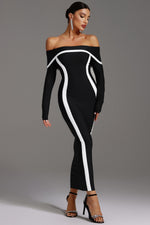 Load image into Gallery viewer, Hilda Off-the-Shoulder Long Sleeve Maxi Dress