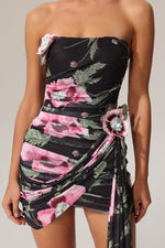 Load image into Gallery viewer, Orli Printed Flowers Streamer Mini Dress
