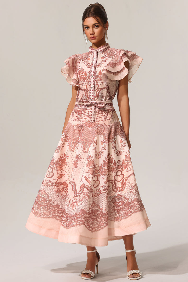 Kimivi Sleeveless Floral Printed Shirt Two-Piece Set