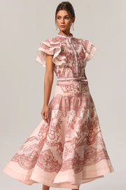 Kimivi Sleeveless Floral Printed Shirt Two-Piece Set