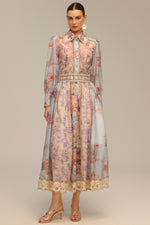 Lade Bild in die Galerieansicht, Ruby Long Sleeve Floral Printed Lace Top And Skirt Two-Piece Set