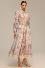 Lade Bild in die Galerieansicht, Ruby Long Sleeve Floral Printed Lace Top And Skirt Two-Piece Set