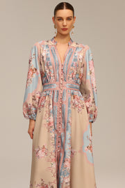 Dorte Long Sleeve Floral Printed Maxi Dress