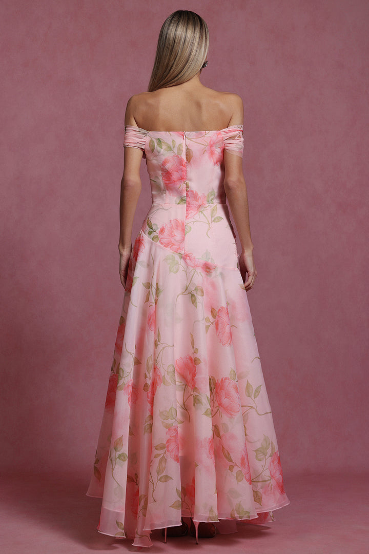 Jussi Sleeveless Flrs Flounce Maxi Dress