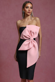 Eiffel Sleeveless Bow Bandage Mini Dress