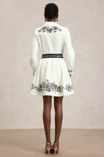 Load image into Gallery viewer, Sarah Long Sleeve Floral Printed Bowknot Shirt Mini Dress
