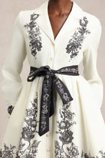 Load image into Gallery viewer, Sarah Long Sleeve Floral Printed Bowknot Shirt Mini Dress