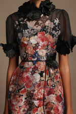 Load image into Gallery viewer, Haliya Short Sleeves Flowers Printed Midi Dress