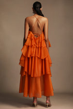Load image into Gallery viewer, Jesmin Sleeveless Flower Layered Folds Maxi Dress