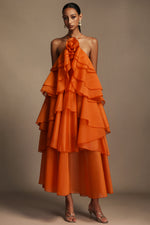 Load image into Gallery viewer, Jesmin Sleeveless Flower Layered Folds Maxi Dress