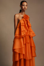 Load image into Gallery viewer, Jesmin Sleeveless Flower Layered Folds Maxi Dress