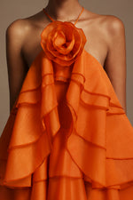 Load image into Gallery viewer, Jesmin Sleeveless Flower Layered Folds Maxi Dress