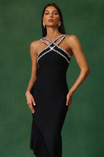 Load image into Gallery viewer, Nialla Sleeveless Diamond Flounce Bandage Maxi Dress