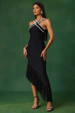 Load image into Gallery viewer, Nialla Sleeveless Diamond Flounce Bandage Maxi Dress