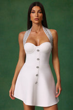 Load image into Gallery viewer, Yuyo Halter Sleeveless Diamond Mini Dress
