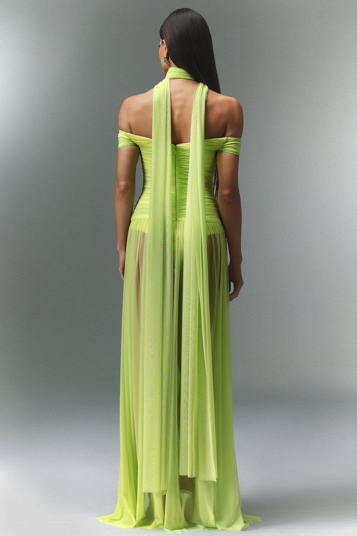 Peoph Off-The-Shoulder Hollowed Out Maxi Dress