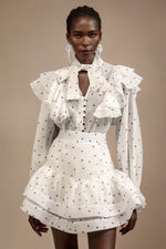 Load image into Gallery viewer, Walda Long Sleeves Dot Printed Folds Two-Piece Set