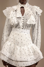 Load image into Gallery viewer, Walda Long Sleeves Dot Printed Folds Two-Piece Set