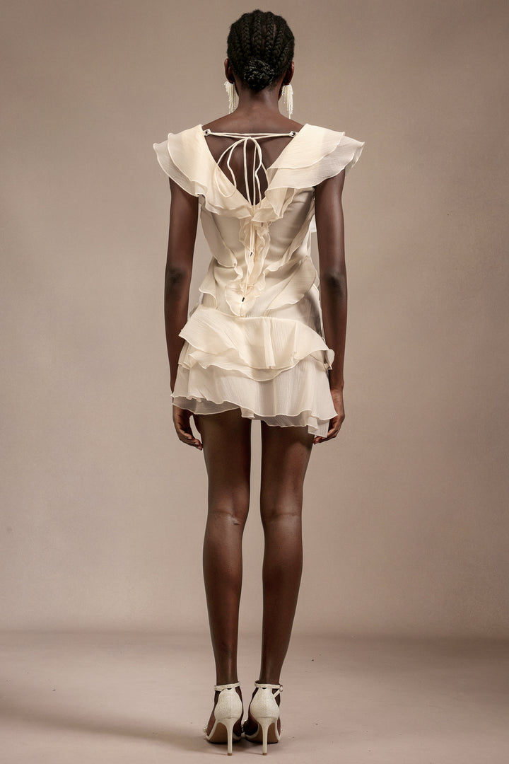 Loulia V-Neck Sleeveless Folds Mini Dress