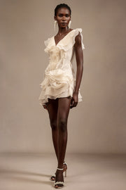 Loulia V-Neck Sleeveless Folds Mini Dress