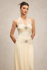 Load image into Gallery viewer, Janiyah Sleeveless Folds Diamond Maxi Dress