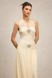 Janiyah Sleeveless Folds Diamond Maxi Dress