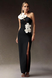 Jane Flrs High Slit One Shoulder Bandage Maxi Dress