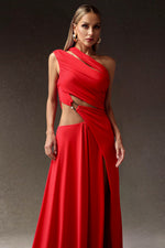 Load image into Gallery viewer, Xlyia High Slit Hollowed-out Maxi Dress